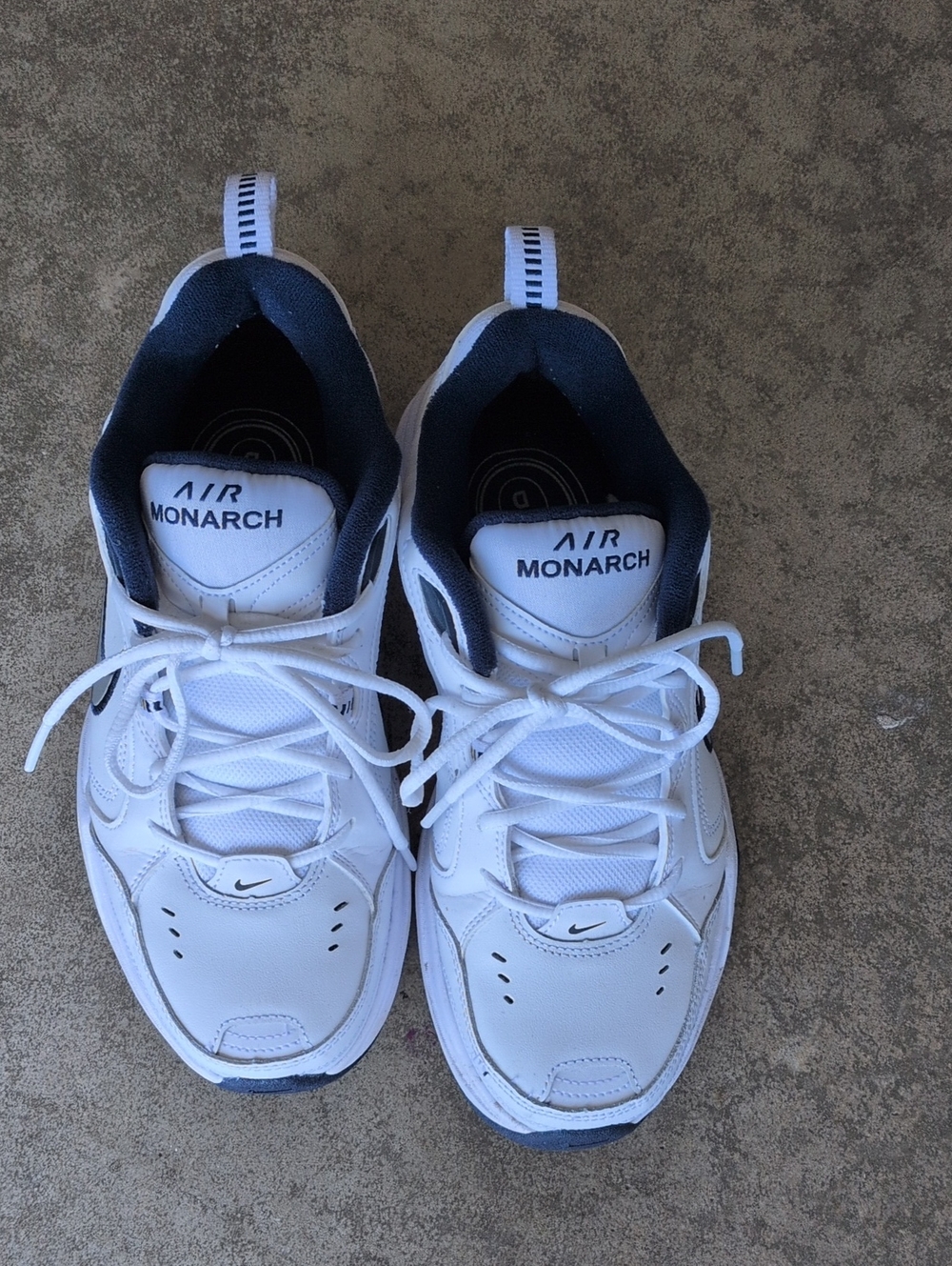 Nike Men's White and Navy Air Monarch Low-Top Sneakers
